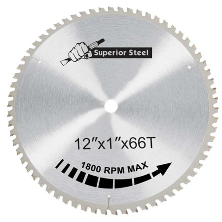 Superior Steel 12 Inch x 66 Teeth x 1 Inch Arbor Metal Cutting Carbide Tipped Saw Blade 30066